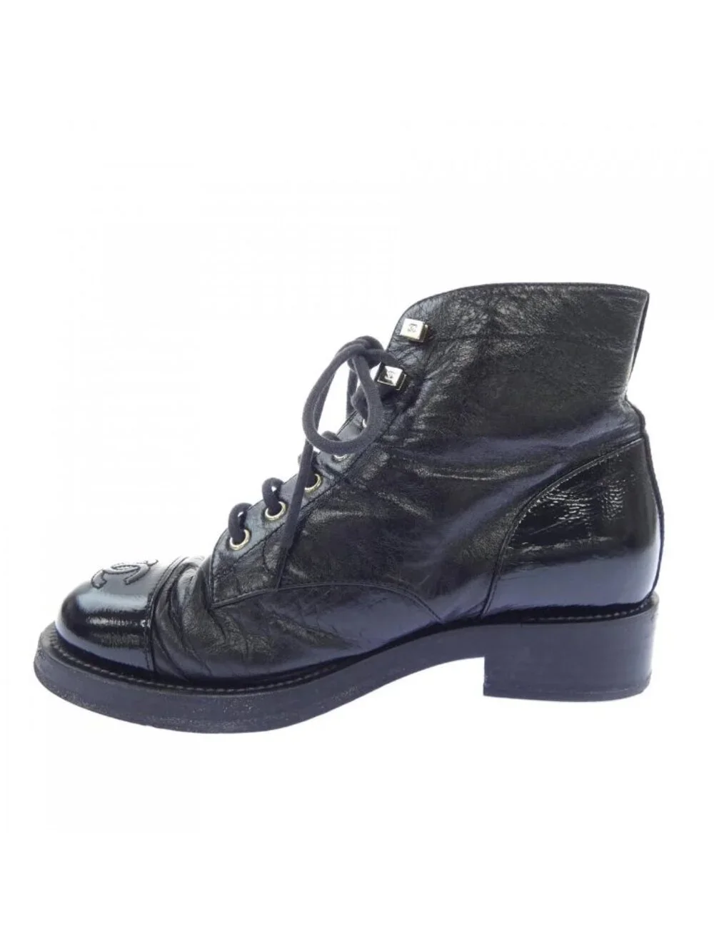 Chanel Lace-up Boots Black